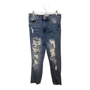Almost Famous Distressed Ripped Jeans Size 7 Blue Denim Grunge Streetwear